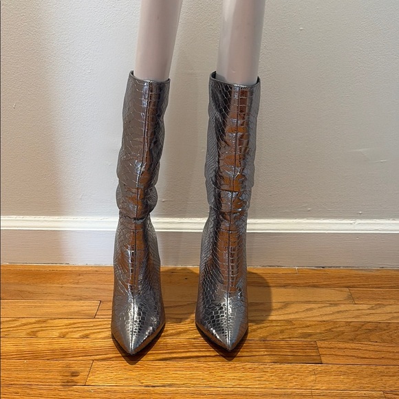 Nine West Shoes - Silver Snakeskin Women's Boots